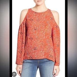 Chelsea 28 cold shoulder orange blouse